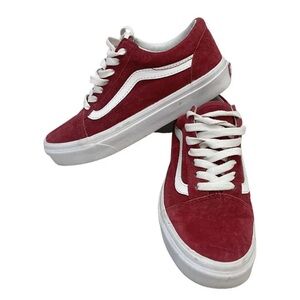 VANS Scotchgard Red Suede Lace Up Low Top Skate Shoes Men's 7 Women's 8.5 US